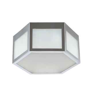 Minimo Hexagon Metal/Frosted Glass LED Flush Mount - JONATHAN Y