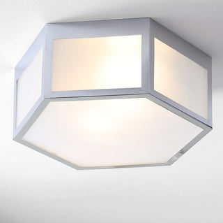Minimo Hexagon Metal/Frosted Glass LED Flush Mount - JONATHAN Y