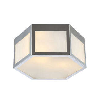 Minimo Hexagon Metal/Frosted Glass LED Flush Mount - JONATHAN Y
