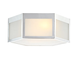 Minimo Hexagon Metal/Frosted Glass LED Flush Mount - JONATHAN Y