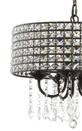 Reese 17" Metal/Crystal Adjustable LED Drop Chandelier - JONATHAN Y