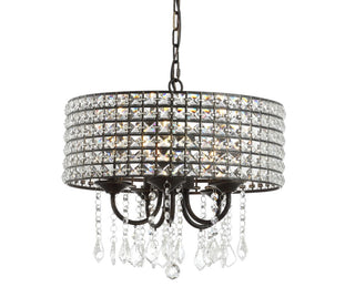 Reese 17" Metal/Crystal Adjustable LED Drop Chandelier - JONATHAN Y