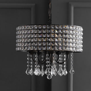 Reese 17" Metal/Crystal Adjustable LED Drop Chandelier - JONATHAN Y