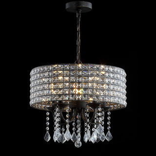 Reese 17" Metal/Crystal Adjustable LED Drop Chandelier - JONATHAN Y