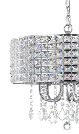 Reese 17" Metal/Crystal Adjustable LED Drop Chandelier - JONATHAN Y