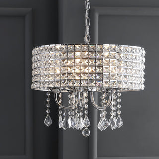 Reese 17" Metal/Crystal Adjustable LED Drop Chandelier - JONATHAN Y