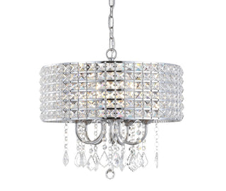 Reese 17" Metal/Crystal Adjustable LED Drop Chandelier - JONATHAN Y