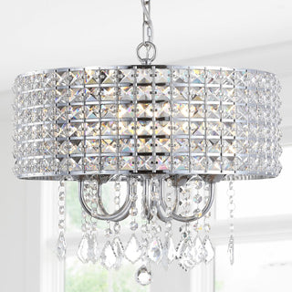 Reese 17" Metal/Crystal Adjustable LED Drop Chandelier - JONATHAN Y