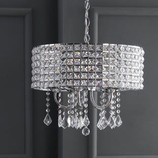 Reese 17" Metal/Crystal Adjustable LED Drop Chandelier - JONATHAN Y
