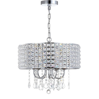 Reese 17" Metal/Crystal Adjustable LED Drop Chandelier - JONATHAN Y