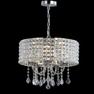 Reese 17" Metal/Crystal Adjustable LED Drop Chandelier - JONATHAN Y