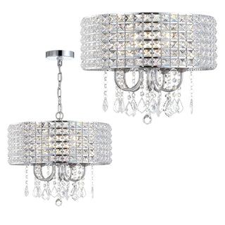 Reese 17" Metal/Crystal Adjustable LED Drop Chandelier - JONATHAN Y