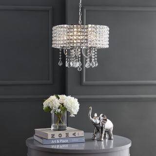 Reese 17" Metal/Crystal Adjustable LED Drop Chandelier - JONATHAN Y