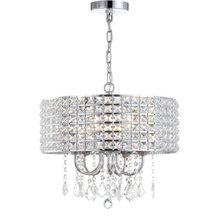 Reese 17" Metal/Crystal Adjustable LED Drop Chandelier - JONATHAN Y