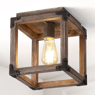 Magnolia 8" Iron Rustic Farmhouse LED Flush Mount - JONATHAN Y