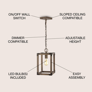 Magnolia 8.13" Adjustable Iron Rustic Farmhouse LED Pendant - JONATHAN Y