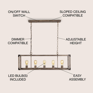 Magnolia 8.13" Adjustable Iron Rustic Farmhouse LED Pendant - JONATHAN Y