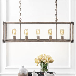 Magnolia 8.13" Adjustable Iron Rustic Farmhouse LED Pendant - JONATHAN Y
