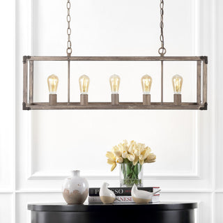 Magnolia 8.13" Adjustable Iron Rustic Farmhouse LED Pendant - JONATHAN Y