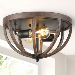 Darlene 13" Iron Rustic Farmhouse LED Flush Mount - JONATHAN Y