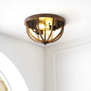 Darlene 13" Iron Rustic Farmhouse LED Flush Mount - JONATHAN Y