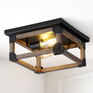 Cheshire 13" Iron Rustic Farmhouse LED Flush Mount - JONATHAN Y