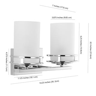 Fairfax Metal/Frosted Glass Contemporary Glam LED Vanity Light - JONATHAN Y