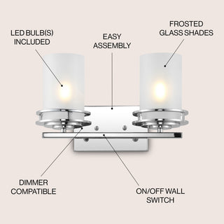 Fairfax Metal/Frosted Glass Contemporary Glam LED Vanity Light