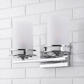 Fairfax Metal/Frosted Glass Contemporary Glam LED Vanity Light - JONATHAN Y