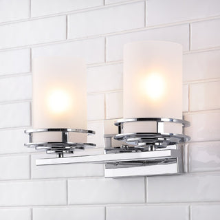 Fairfax Metal/Frosted Glass Contemporary Glam LED Vanity Light - JONATHAN Y