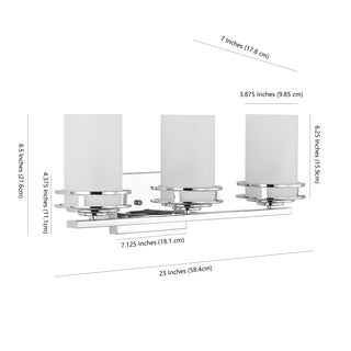 Fairfax Metal/Frosted Glass Contemporary Glam LED Vanity Light - JONATHAN Y
