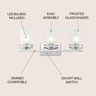 Fairfax Metal/Frosted Glass Contemporary Glam LED Vanity Light