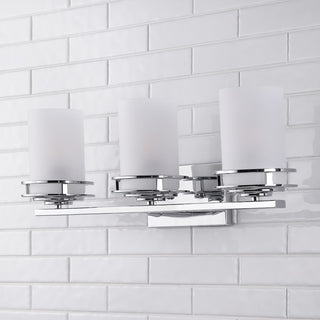 Fairfax Metal/Frosted Glass Contemporary Glam LED Vanity Light - JONATHAN Y