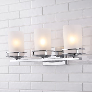 Fairfax Metal/Frosted Glass Contemporary Glam LED Vanity Light - JONATHAN Y