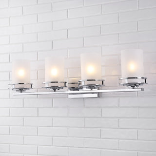 Fairfax Metal/Frosted Glass Contemporary Glam LED Vanity Light - JONATHAN Y