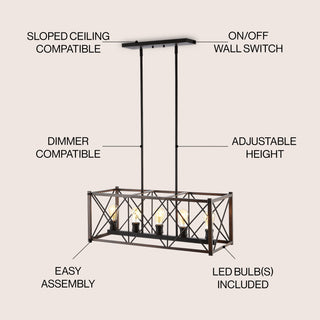 Ferme 16" Adjustable Iron Rustic Farmhouse LED Pendant - JONATHAN Y