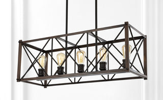Ferme 16" Adjustable Iron Rustic Farmhouse LED Pendant - JONATHAN Y