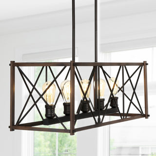 Ferme 16" Adjustable Iron Rustic Farmhouse LED Pendant - JONATHAN Y