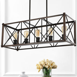 Ferme 16" Adjustable Iron Rustic Farmhouse LED Pendant - JONATHAN Y