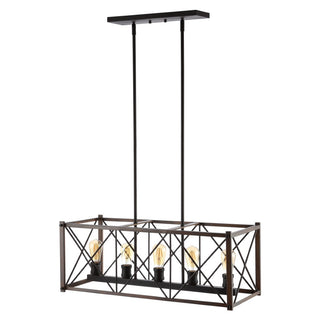 Ferme 16" Adjustable Iron Rustic Farmhouse LED Pendant - JONATHAN Y