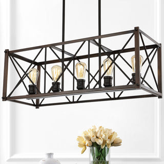 Ferme 16" Adjustable Iron Rustic Farmhouse LED Pendant - JONATHAN Y
