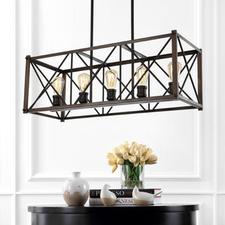 Ferme 16" Adjustable Iron Rustic Farmhouse LED Pendant - JONATHAN Y