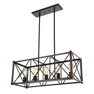 Ferme 16" Adjustable Iron Rustic Farmhouse LED Pendant - JONATHAN Y