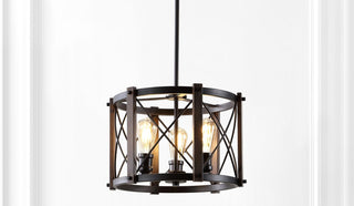Ferme 16" Adjustable Iron Rustic Farmhouse LED Pendant - JONATHAN Y