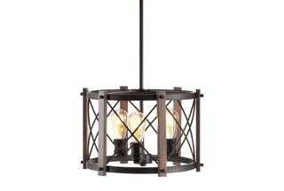 Ferme 16" Adjustable Iron Rustic Farmhouse LED Pendant - JONATHAN Y