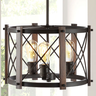 Ferme 16" Adjustable Iron Rustic Farmhouse LED Pendant - JONATHAN Y