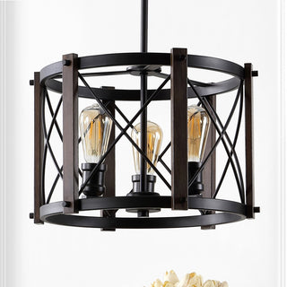 Ferme 16" Adjustable Iron Rustic Farmhouse LED Pendant - JONATHAN Y