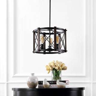 Ferme 16" Adjustable Iron Rustic Farmhouse LED Pendant - JONATHAN Y