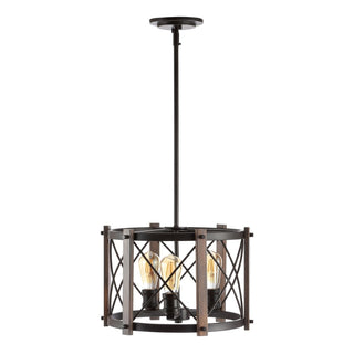 Ferme 16" Adjustable Iron Rustic Farmhouse LED Pendant - JONATHAN Y