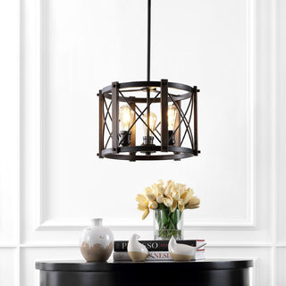 Ferme 16" Adjustable Iron Rustic Farmhouse LED Pendant - JONATHAN Y